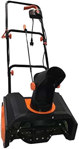 Kapoo Snow Thrower, 18 Inch Electric Snow Blower, 13 Amp, Overload Protection, Steel Auger and 180° Rotatable Chute, Black & Orange bb02