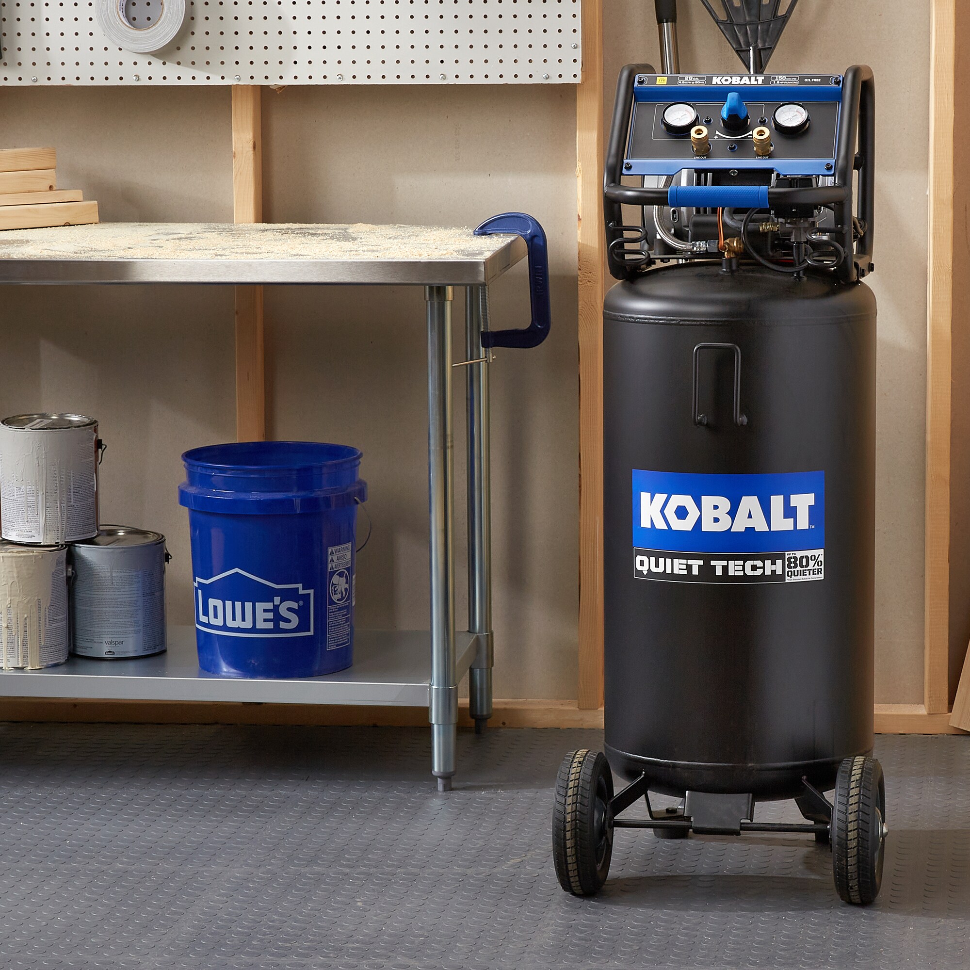 Kobalt Quiet Tech 26-Gallons Portable 150 Psi Vertical Quiet Air Compressor