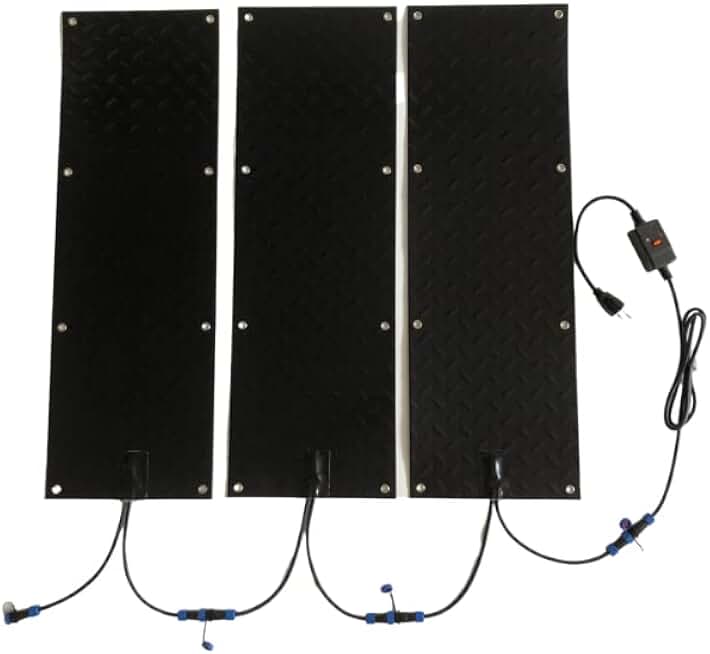 AMM Able Motion Snow & Ice Melting Stair Mat Kit Includes 3 Mats and 120 V Power Supply Non-Slip 10”x 30”