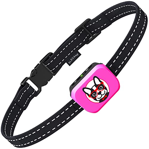 Small Dog Bark Collar Rechargeable – Smallest Bark Collar for Small Dogs 5-15lbs - Most Humane Stop Barking Collar - Dog Training No Shock Anti Bark Collar - Pet Bark Control Device (Pink)