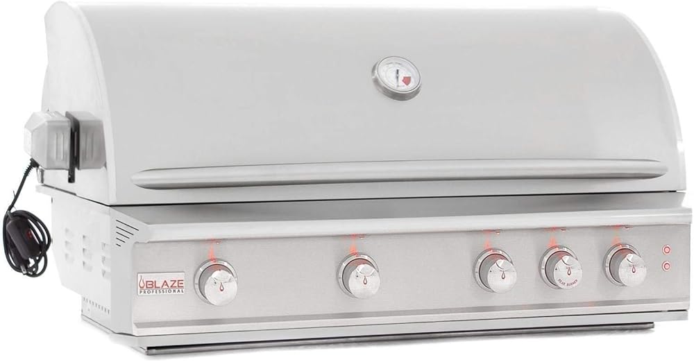 Blaze Outdoor Grill | 44-inch Stainless Steel Propane BBQ Grill | Built-In 4 Burner Barbecue | Professional Outdoor Grilling | Rear Infrared Burner & Grill Lights | BLZ-4PRO-LP