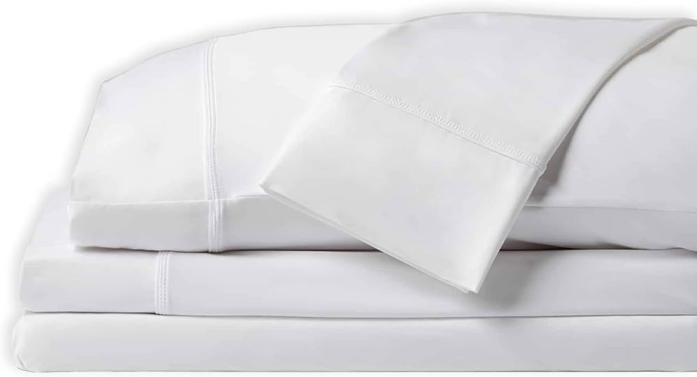 SHEEX - Original Performance Sheet Set with 2 Pillowcases, Ultra-Soft Fabric Cooling and Breathes Better Than Traditional Cotton - Bright White, Queen