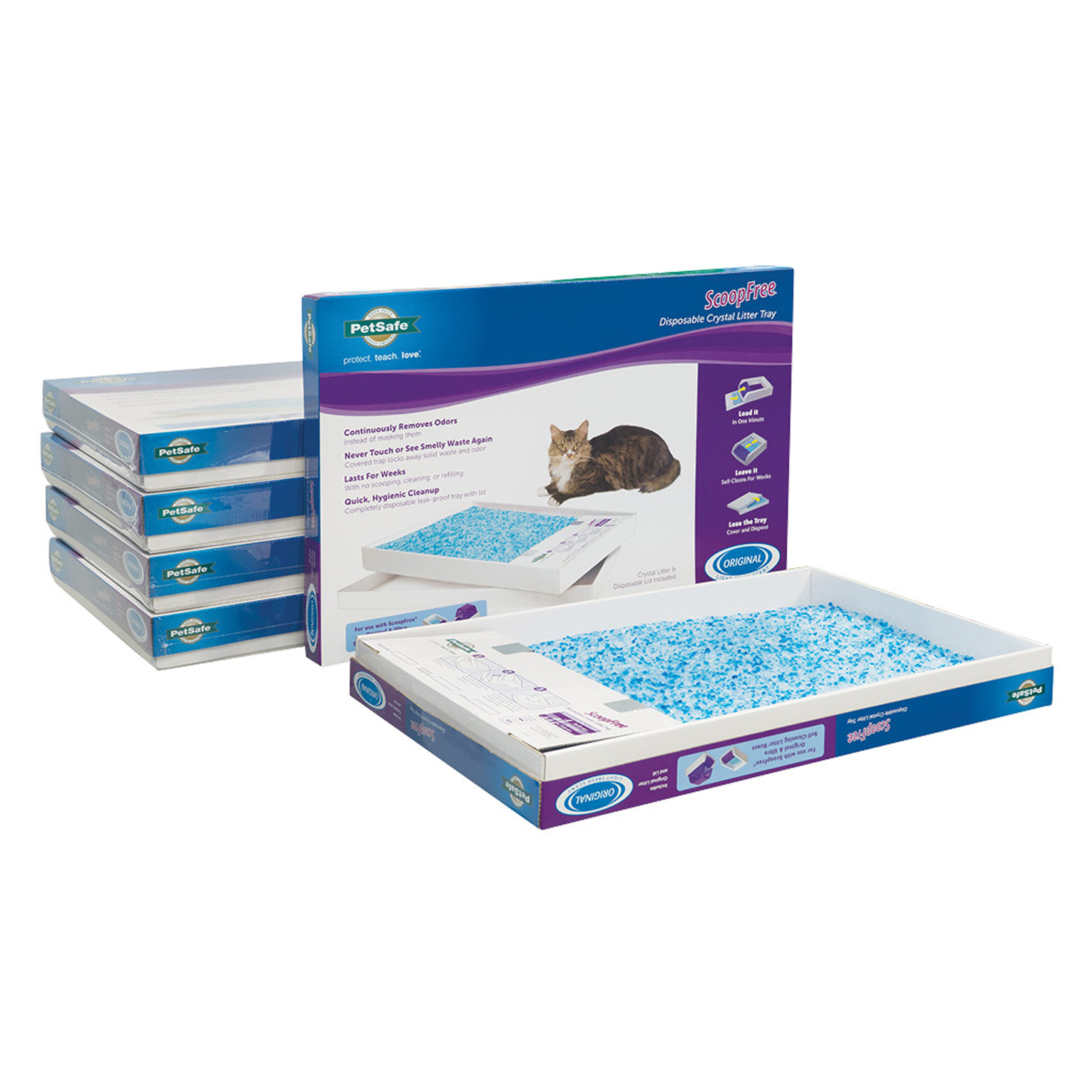 ScoopFree by PetSafe Premium Blue Disposable Crystal Cat Litter Tray, Pack of 6