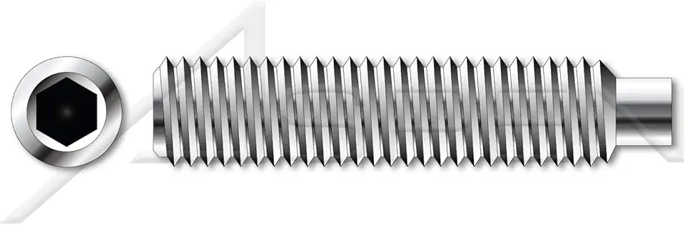 (100 pcs) M12-1.75 X 45mm, DIN 915 / ISO 4028, Metric, Hex Socket Set Screws, Dog Point, A2 Stainless Steel