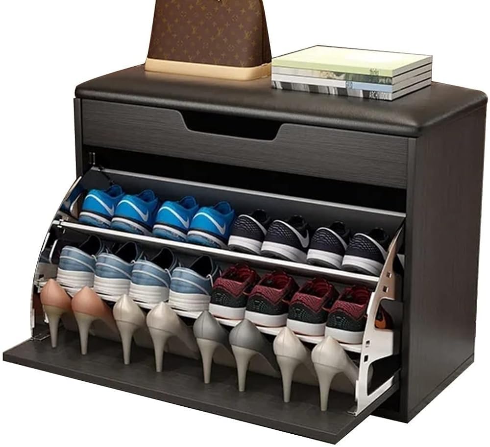 Shoe Storage Bench Entryway Hallway Furniture, Storage Benches Shoe Storage Bench with Seat Shoe Holder Bench Small Shoe Storage Bench Coat Rack with Shoe Storage Bench White(60 * 30 * 52cm)