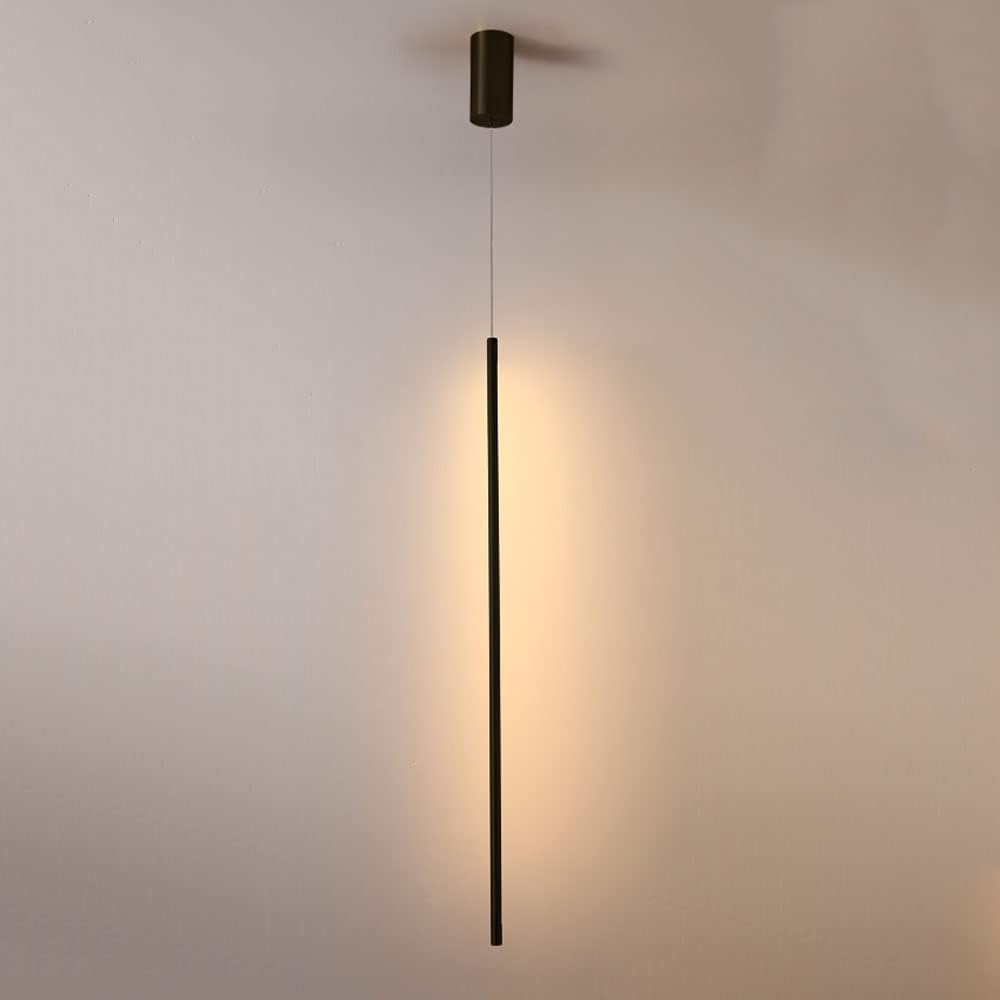 Minimalist LED Chandelier Linear Pendant Light, Copper Tube Hanging Lamp Ceiling Downlight, Modern Brass Suspended Lamps for Living Room Bedroom Bedside Kitchen Island