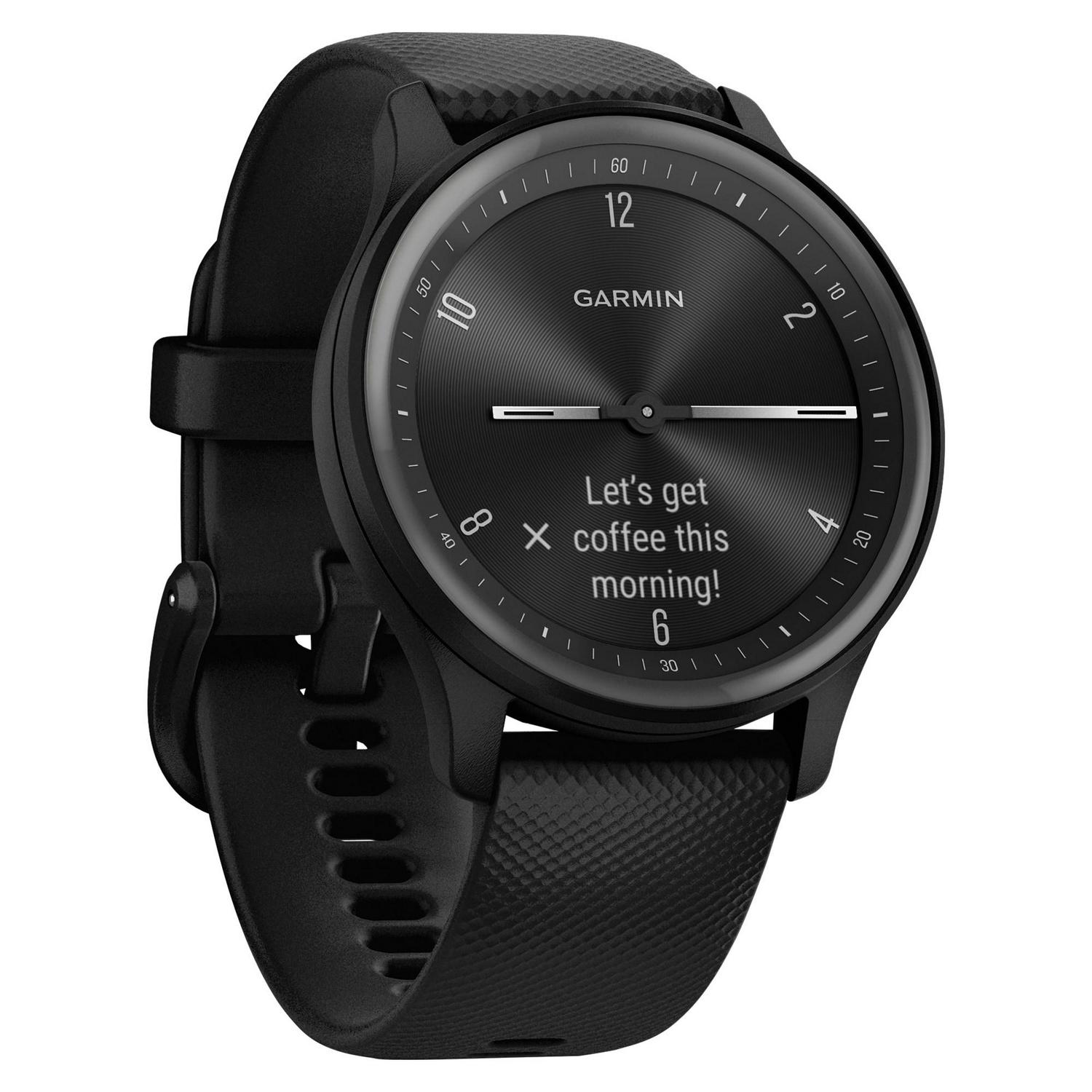 Garmin vívomove Sport Smartwatch with Silicone Band (Black Case, Slate Accents)