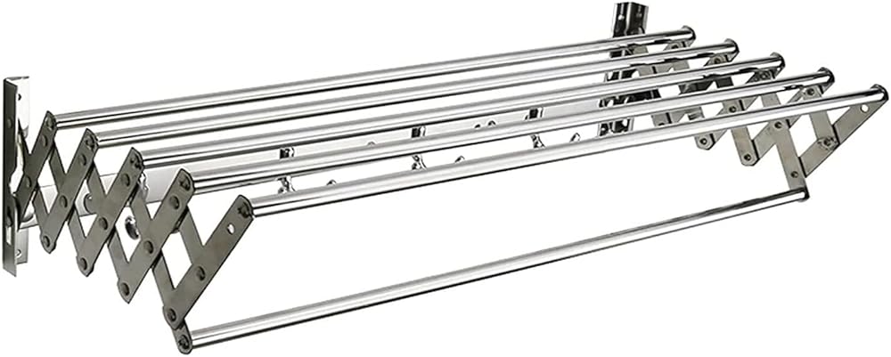 Accordion Folding Clothes Drying Rack Retractable Wall Mounted Towel Rack Hooks Use in Laundry Room Air Airer Adjustable Dryer Towel Bars Easy Storage (Size : 90cm/35.4inch)