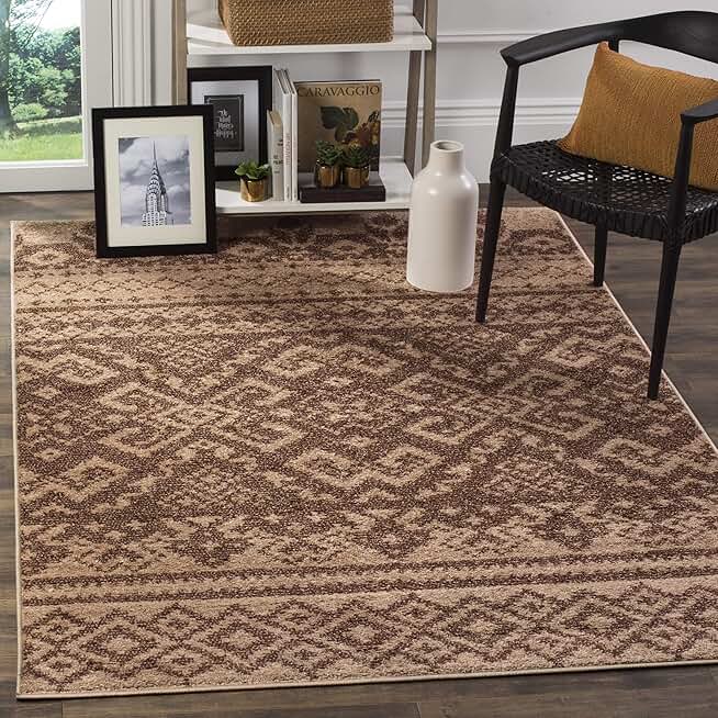 SAFAVIEH Adirondack Collection Area Rug - 9' x 12', Camel & Chocolate, Rustic Boho Design, Non-Shedding & Easy Care, Ideal for High Traffic Areas in Living Room, Bedroom (ADR107C)