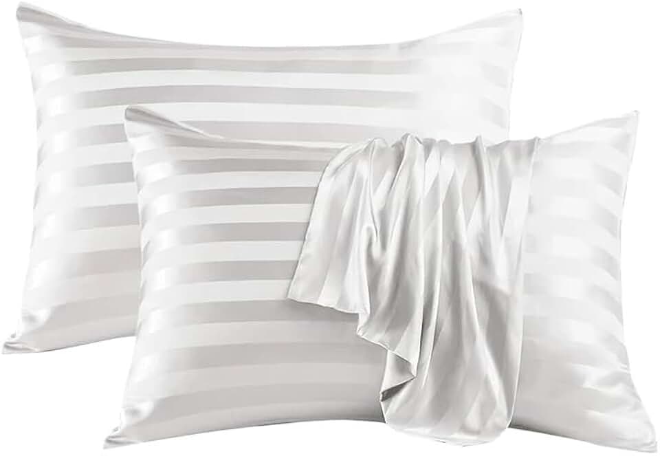 Satin Striped Pillowcase Soft Comfortable Pillowcase Extra Large Pillowcase Family Pillowcase(Gray)
