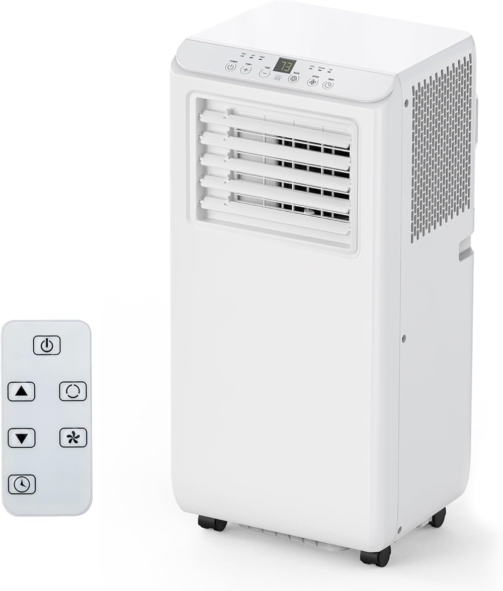 Portable Air Conditioner 10000BTU, Portable AC Unit with Remote Control, Energy-Efficient Cooling for 450 Sq.ft Space, 3-In-1 Cool, Fan, Dehumidify Modes, Portable AC for Indoor Bedroom Room