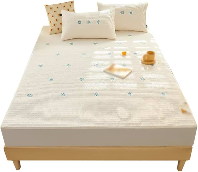 Cotton Bed Sheet Cotton Fibre Mattress Protector Cotton Embroidered Bedspread Bedspread Pillowcase Three Piece Set(150 * 200CM)