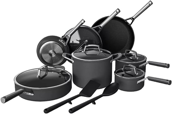 Ninja C39000A NeverStick 14-Piece Cookware Set - Ultimate Nonstick Performance for Effortless Cooking, Slate Gray