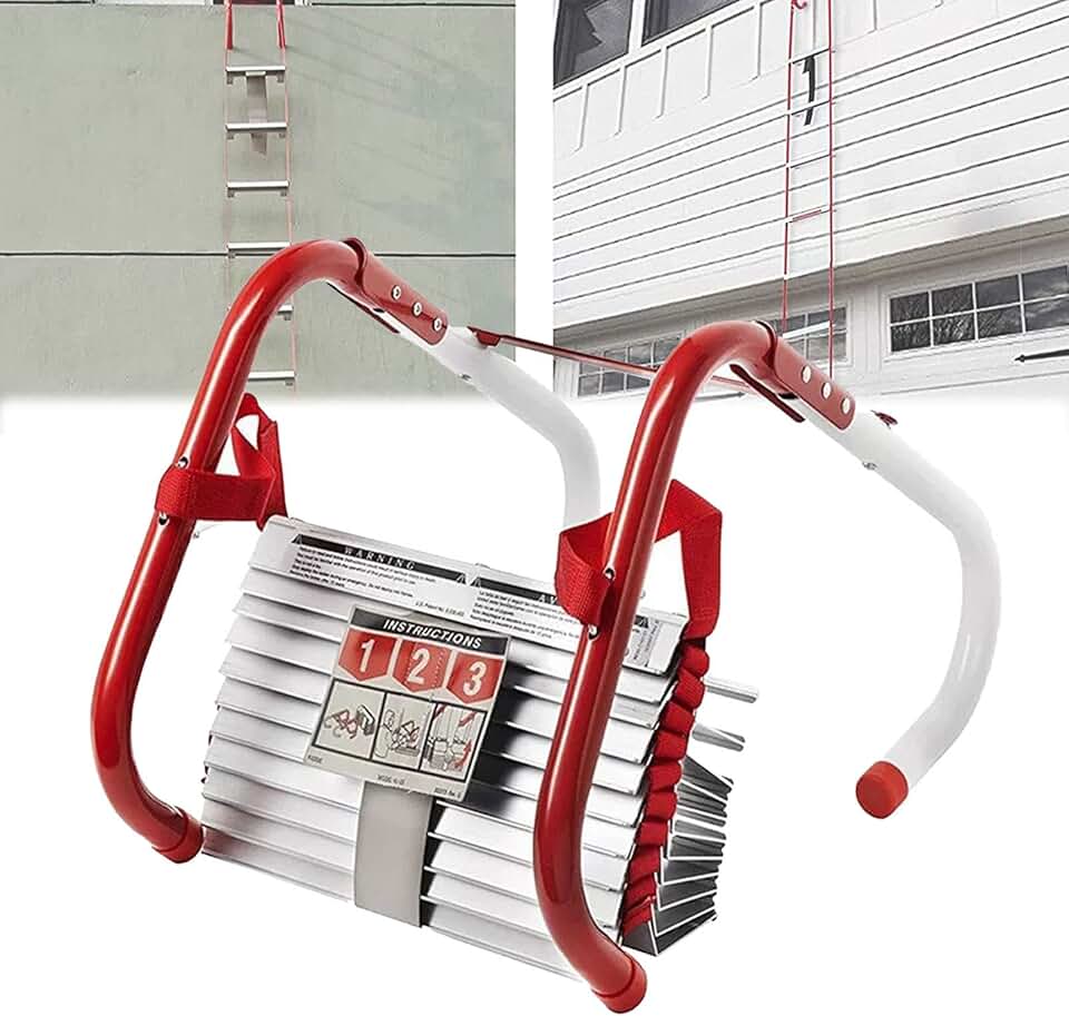 Emergency Fire Escape Ladder 4M/7.5M/10M/Flame Resistant Non-Slip Escape Rope Ladder Safety Rope Soft Ladder with Hooks Fast to Deploy Easy to Use for Kids and Adults,4M/13FT