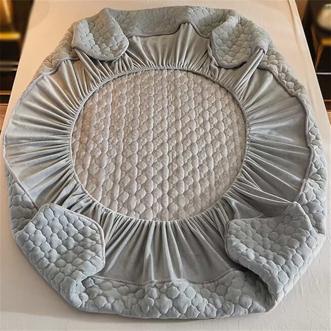Flannel Bed Hat Bed Cover Single Piece Thickened Plus Fleece Clip Cotton Coral Mattress Cover Winter Crystal Fleece(200 * 220CM)