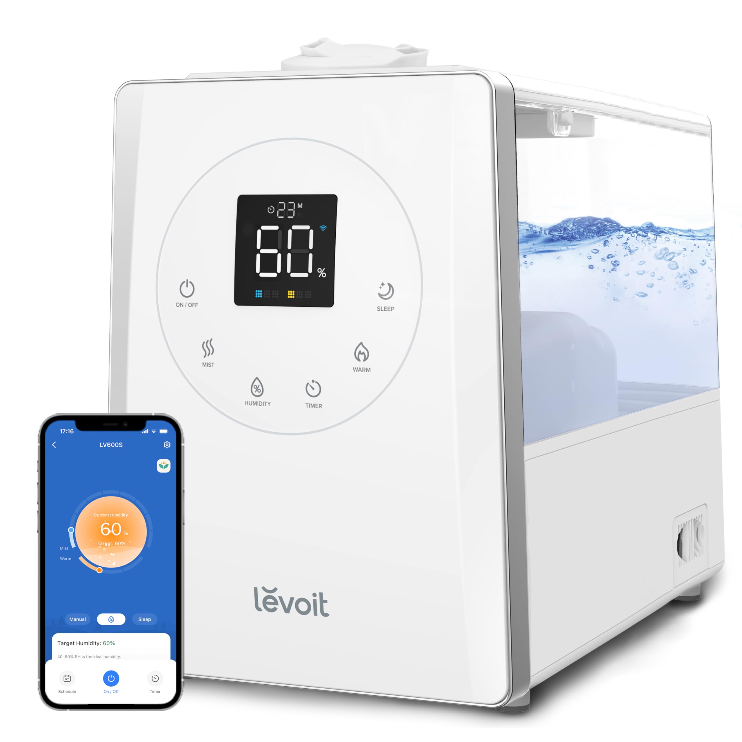LEVOIT LV600S Smart Warm and Cool Mist Humidifiers for Home Bedroom Large Room   Quiet Sleep Mode
