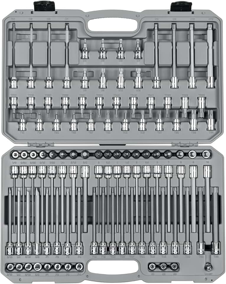 TEKTON 3/8 Inch Drive Hex, Torx, TR Torx, Phillips, Slotted, Square, Triple Square Bit Socket Set (110-Piece) | SHB91317
