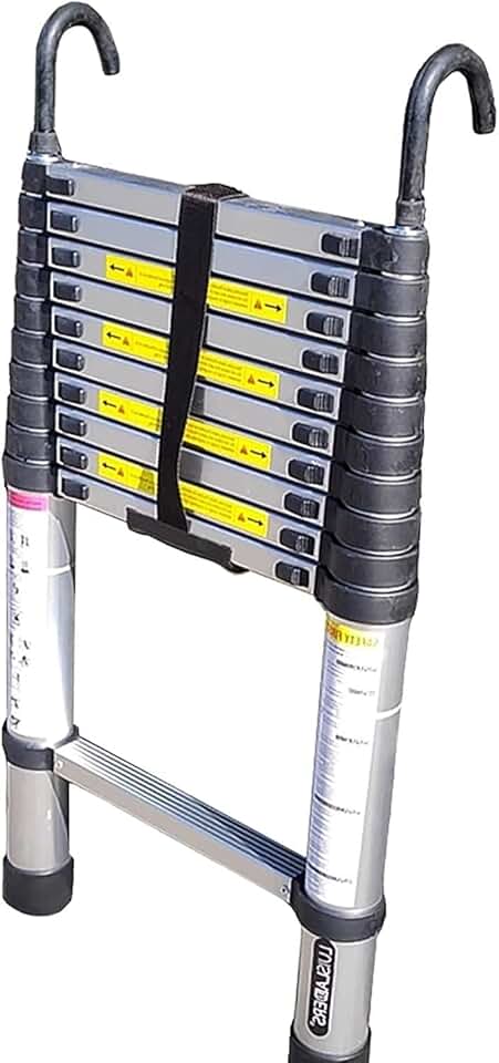 Portable Heavy Duty Ladder,with Hooks Rubber Feet Multi-Purpose Telescoping Ladder Building Engineering Straight Ladder Stepladder