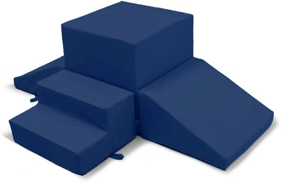 Foamnasium Gymnasium, Indoor Foam Playset, 4 Piece Soft Toddler and Active Kids Play Foam Climber for Crawling, Climbing, Sliding and Jumping, Made in The US, Enhanced Navy