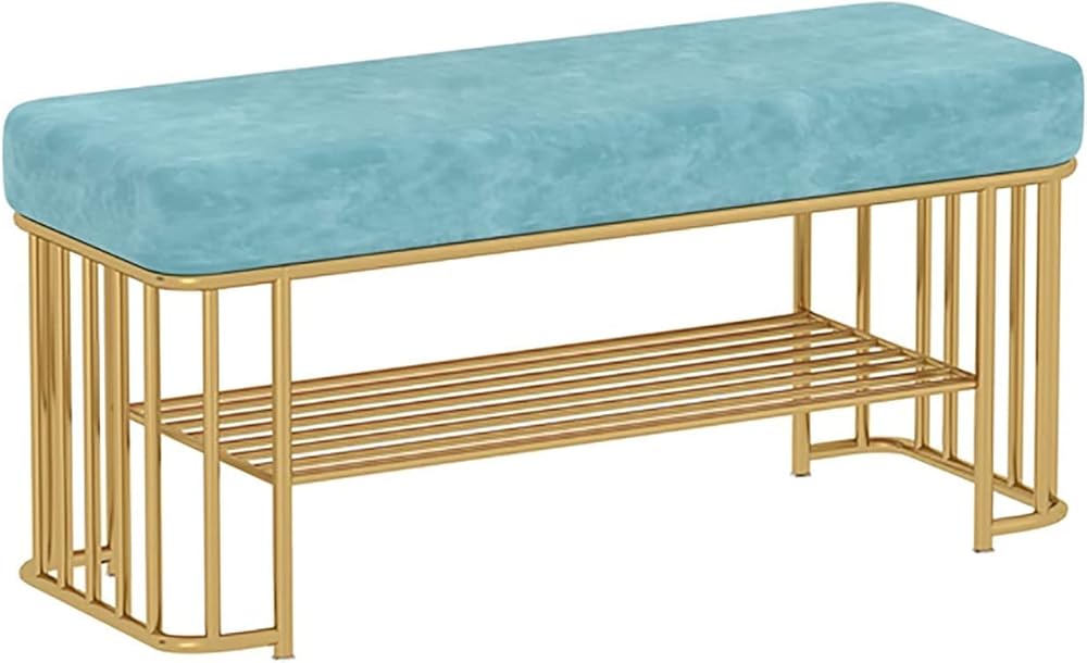 Shoe Storage Bench Entryway Hallway Furniture, Shoe Bench Nordic Light Luxury Shoe Changing Stool Shoe Cabinet Home Door Shoe Rack for Hallway Bedroom Living Room Corridor(Light Blue,60*35*45 cm)