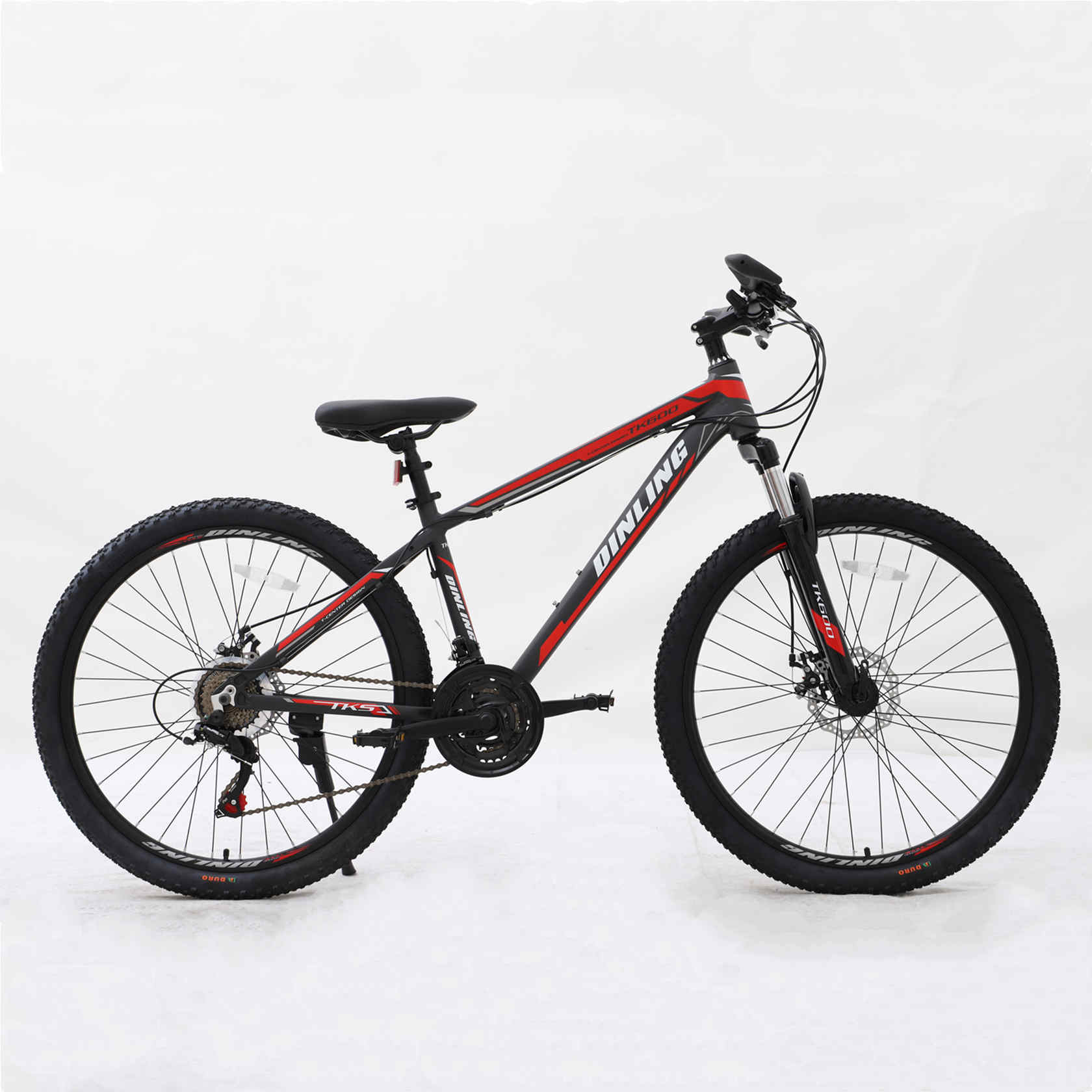 Dinling Adult Mens Mountain Bikes, 26-inch Wheels,Shimano 21 Speeds, Black-Red