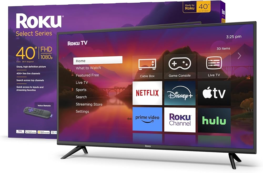 Roku Smart TV – 40-Inch Select Series 1080p Full HD RokuTV Voice Remote, Bright Picture, Customizable Home Screen – Live Local News, Sports, Gaming