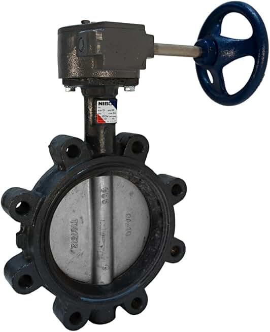 NIBCO LD-3022-5 Series Ductile Iron Butterfly Valve with EPDM Liner and Stainless Steel Disc, Gear Operator, Lug, 8
