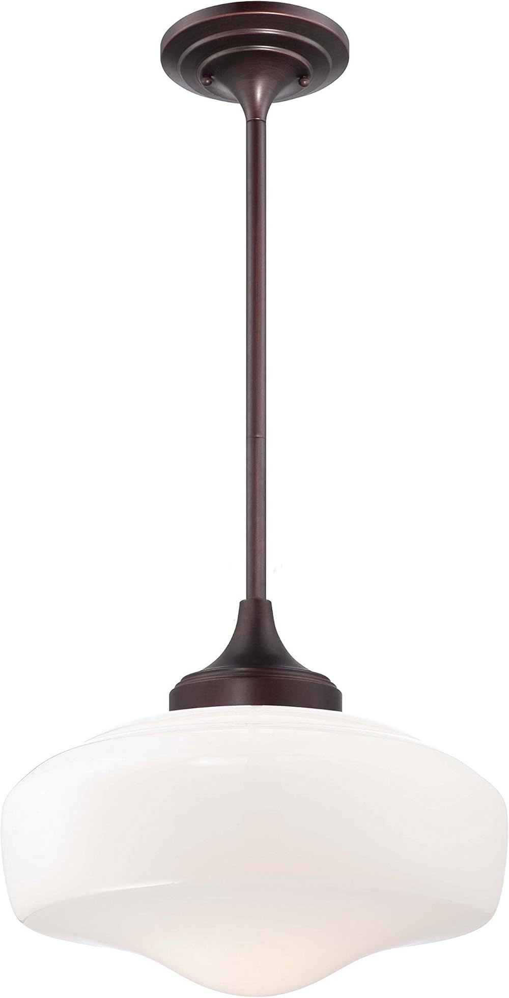 Minka Lavery 2258-576 Round Schoolhouse Pendant Ceiling Lighting, 1 Light, 150 Watt, Bronze