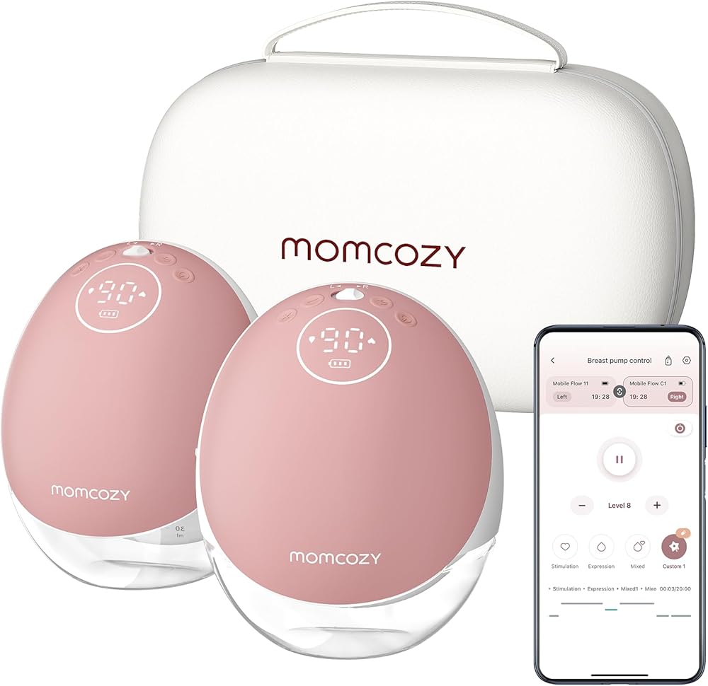 Breast Pump Hands Free Mobile Flow | M9, App Discreet Control with Personalized Multi-Modes & 15 Levels, Independent Breastmilk Storage, Wearable Breast Pump M9 24mm, 2 Pack Cozy Red