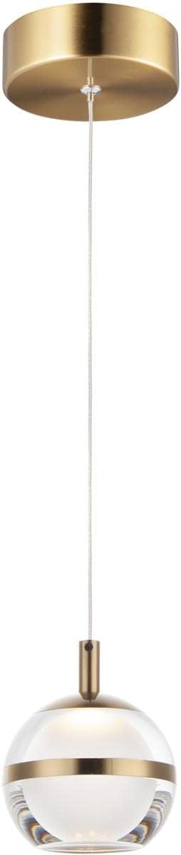 ET2 E24591-93NAB Swank Collection One-Light Dimmable LED Adjustable Height Pendant - Natural Aged Brass Finish I Steel Frame I 3000K I Contemporary Modern Light Fixture I