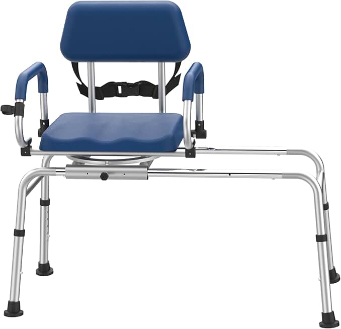 Sliding Shower Chair Tub Transfer Bench with Swivel Seat,Shower Bench 350LBS Weight Capacity with Premium Padded Bat,Pivoting Arms,Adjustable Height Sliding Bathtub Shower Chair for Seniors