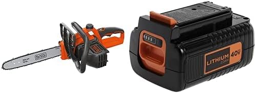 BLACK+DECKER 40V MAX Cordless Chainsaw with Extra Battery, 2.0-Ah (LCS1240 & LBX2040)