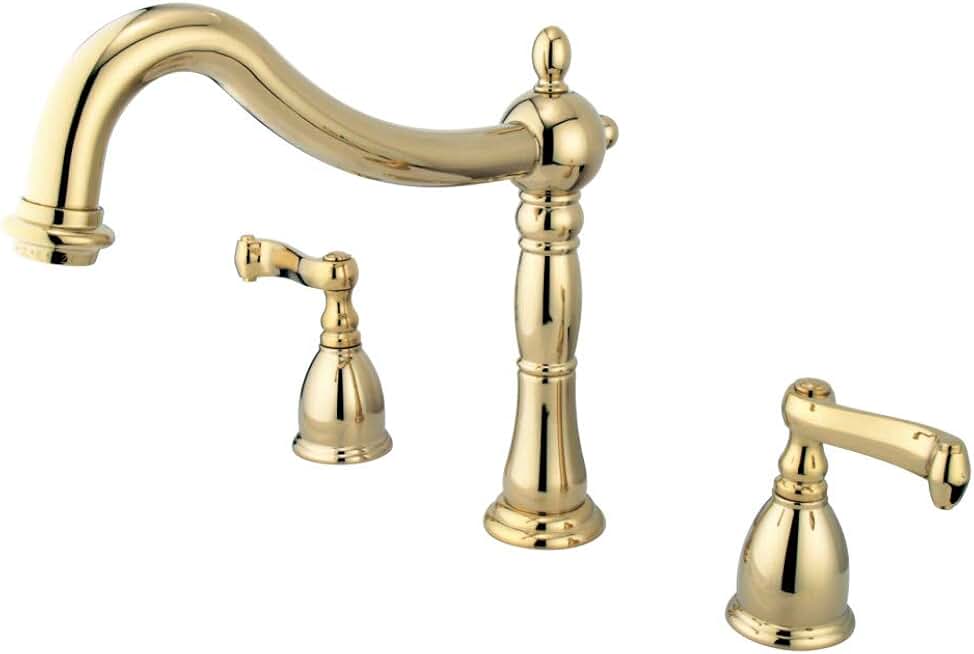 Kingston Brass KS1342FL Heritage Roman Tub Filler with Handle, Polished Brass