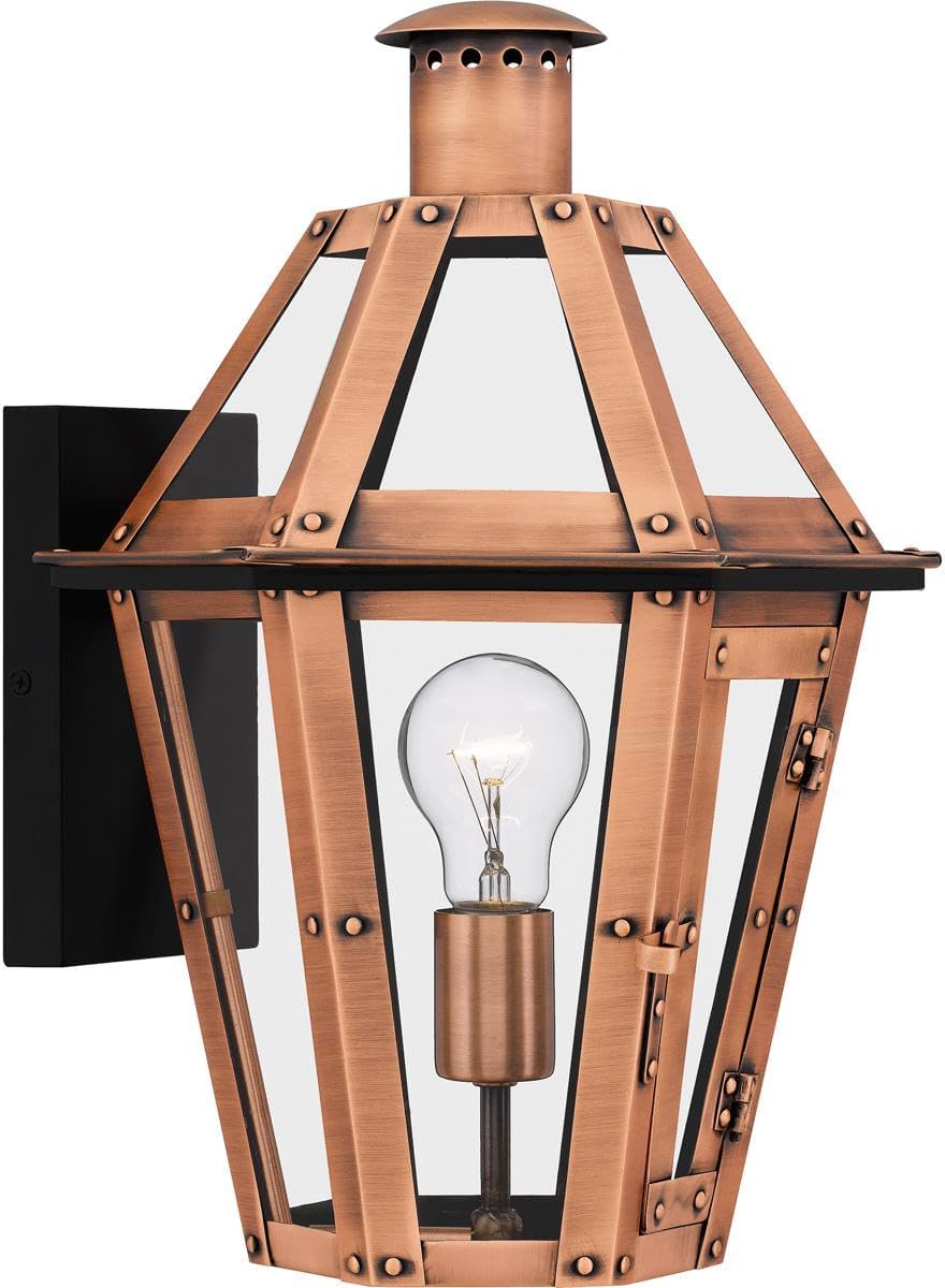 Quoizel BURD8411AC Burdett Traditional Clear Tempered Glass Small Outdoor Wall Lantern, 1-Light 100 Watt, 16