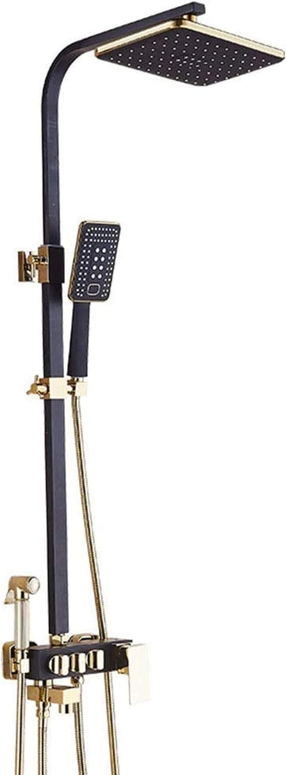 Shower Set Thermostat Shower System Bathroom Bathtub Shower Set Brass Chrome Wall Mounted Shower Faucet Water Bath Shower System Tap European Black Copper Rain Massage Temperature