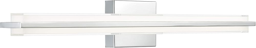 Linea di Liara Dario 30 Inch LED Vanity Light Bar Bathroom Lights Over Mirror and Bathroom Sink Led Light Polished Chrome Modern Bathroom Wall Lighting Fixtures, White Frosted Glass Shade, UL Listed