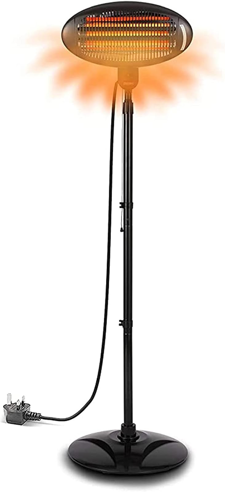 NaoSIn-Ni Electric Garden Patio Heater,Outdoor Freestanding Infrared Halogen Heaters 3 Power Levels Adjustment and IP34 Waterproof Anti-Rollover Protection