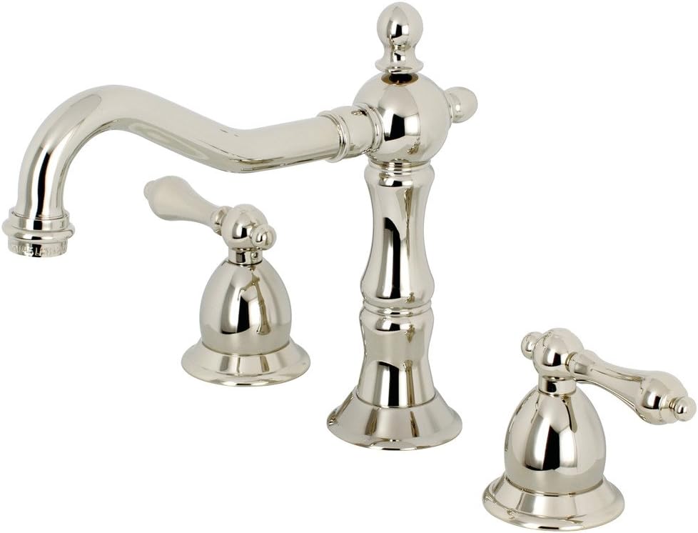 Kingston Brass KS1976AL Heritage Widespread Bathroom Faucet, Polished Nickel, 7.56 x 7.44 x 2.44