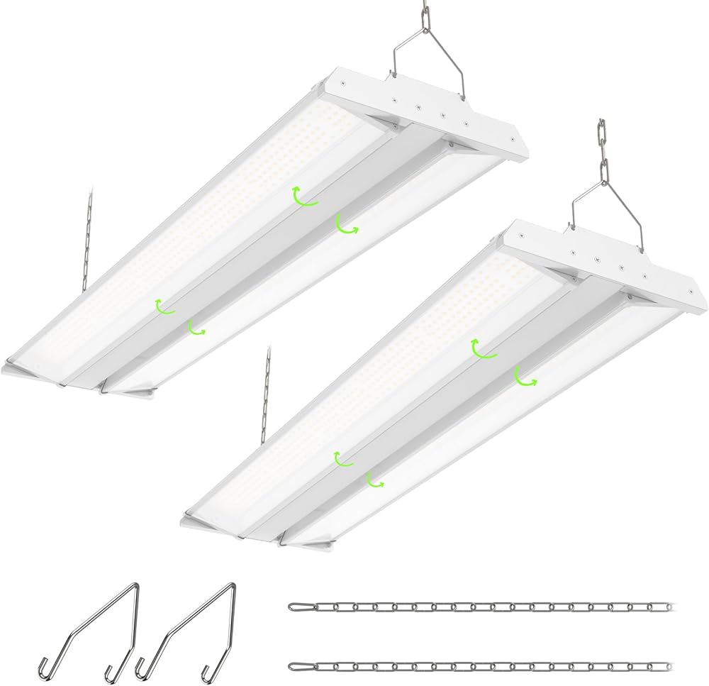 3FT Led High Bay Light 2Pack, 300W/240W/200W, 4000K/5000K Adjustbale Linear High Bay Shop Lights 40500lm Max Output, cETL/DLC Listed Commercial Lighting for Workshop, Supermarket