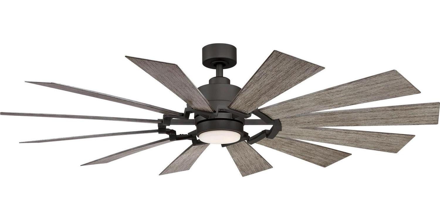 Fanimation Studio Collection Kindred 60-in Matte Greige Color-changing Integrated LED Indoor/Outdoor Ceiling Fan with Light and Remote (12-Blade)