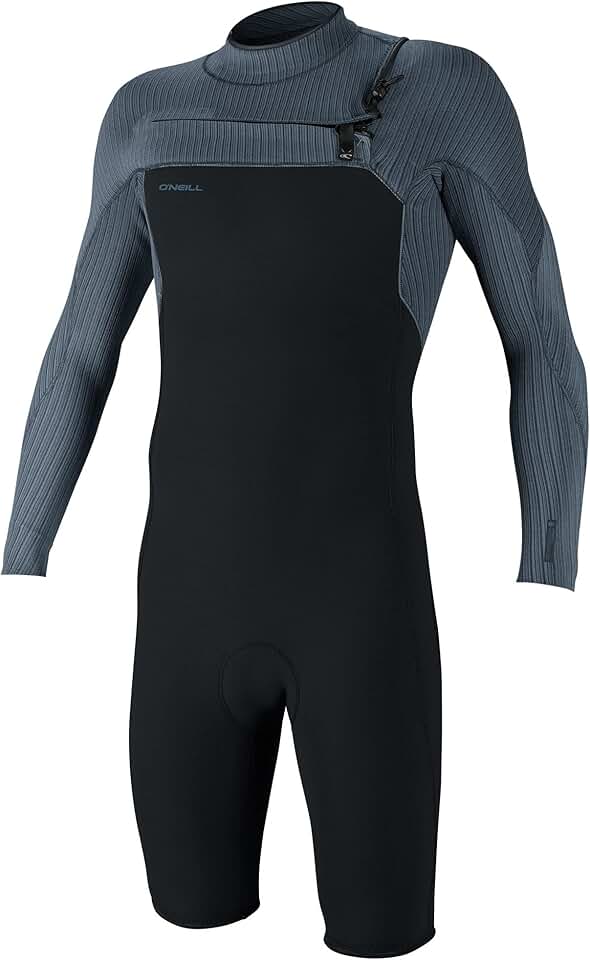 O'Neill Men's Hyperfreak 2mm Chest Zip Longsleeve Spring Wetsuit M-Tall Gunmetal/Cadet Blue