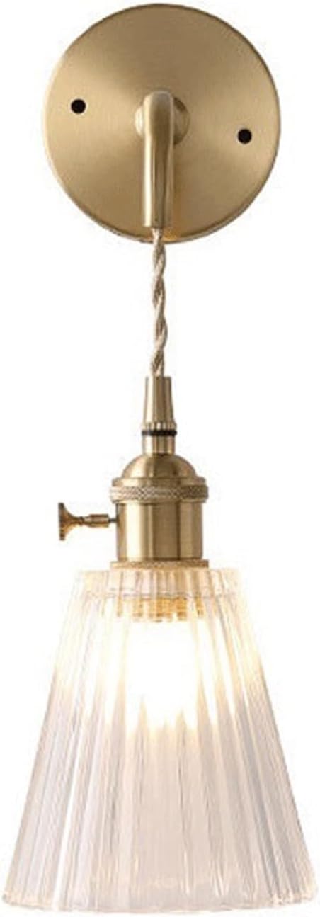 E27 Glass Lampshade, Striped Copper Wall Lamp, Corridor Creative Sconces, Lighting Fixture for Living Room Bedside Bathroom Staircase Wall Lights