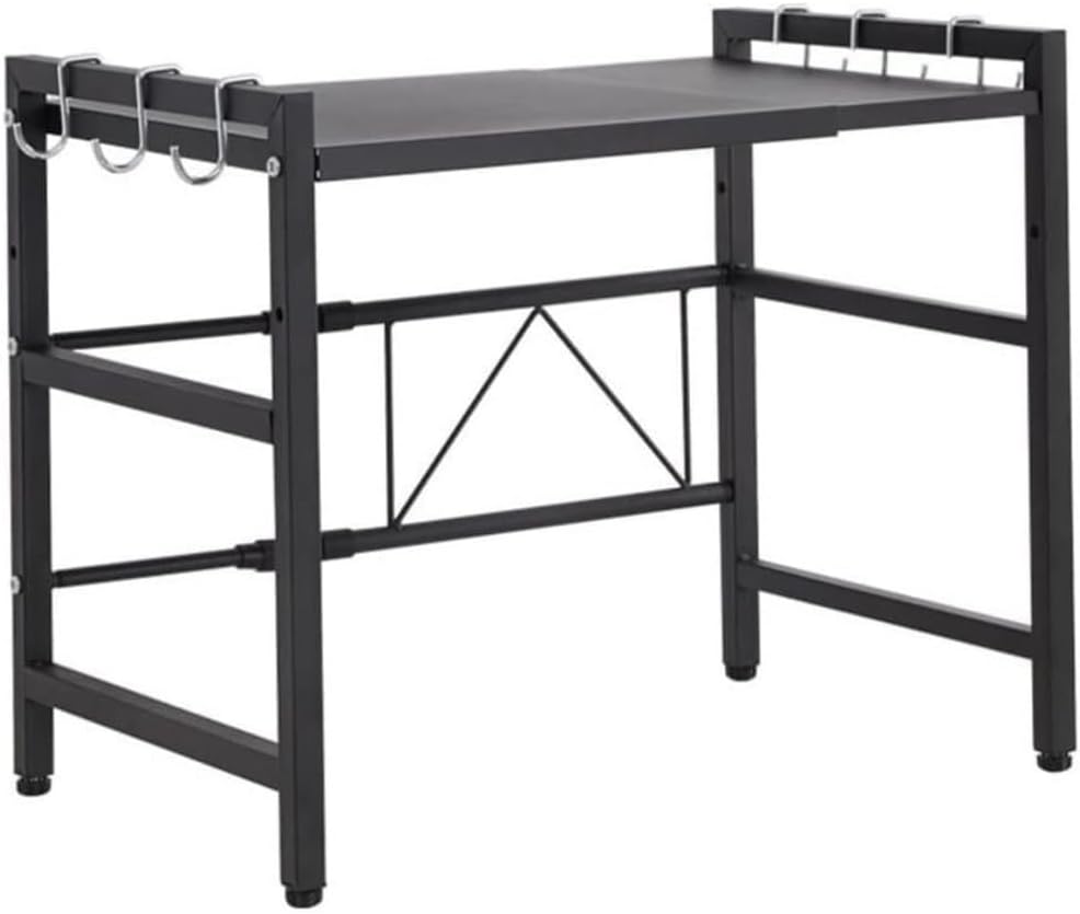 Microwave Stand Microwave Oven Rack Microwave Oven Rack with Hooks Expandable Microwave Stand Sturdy Microwave Shelf Kitchen Storage Organizer Microwave Rack Microwave Oven Stand (Black)