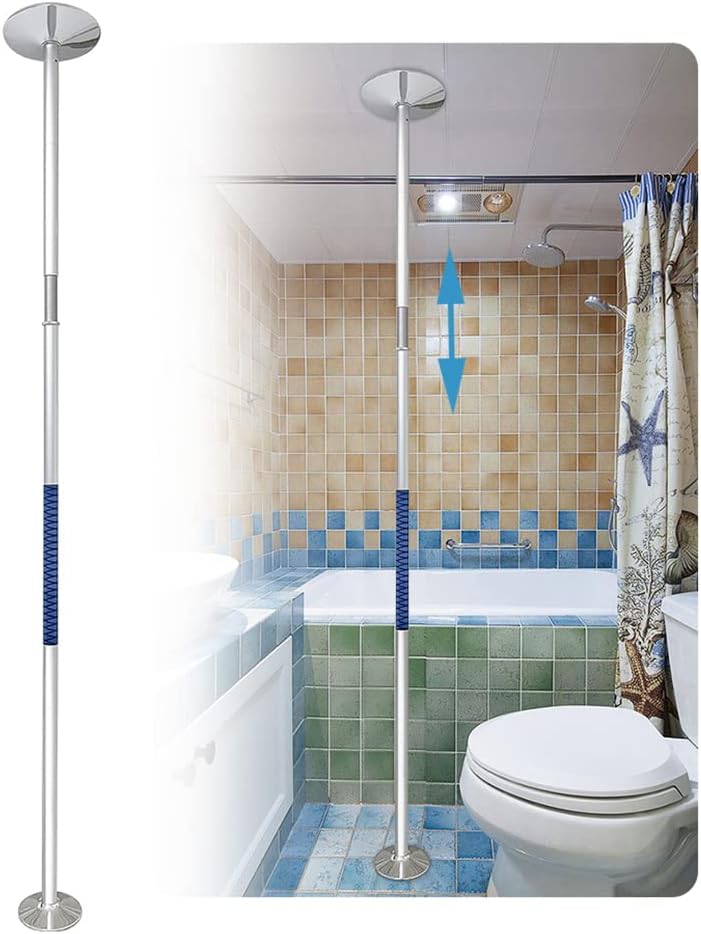 Security Pole Floor to Ceiling Grab Bars Transfer Pole Bathroom for Elderly Grab Bar Tension Mounted Handicap Standing Pole Shower Safety Assist Stability Rail Grab Pole for Seniors