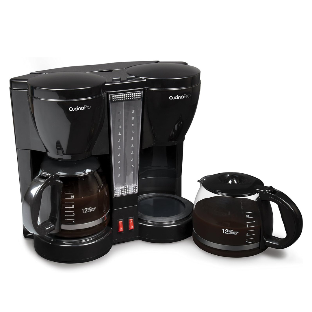Double Coffee Brewer Station   Dual Drip Coffee Maker Brews two 12-cup Pots, Make Regular or Decaf at Once or Different Flavors