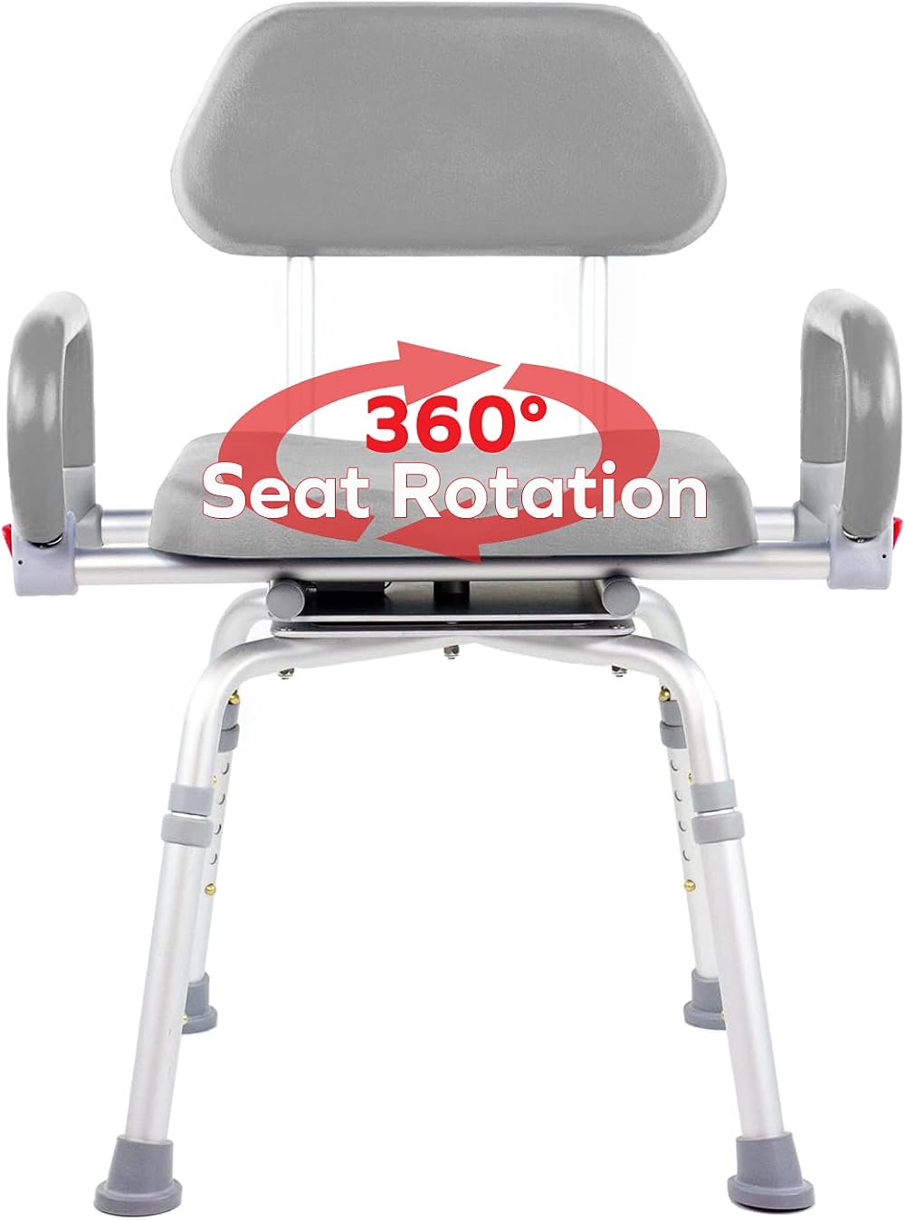 Revolution Pivoting Shower Chair for Bathtub, Adjustable Swivel Seat with Padded Back and Arms, Adjustable Space Saving Design for Tubs, Shower, for Elderly, Handicap & Seniors, Gray