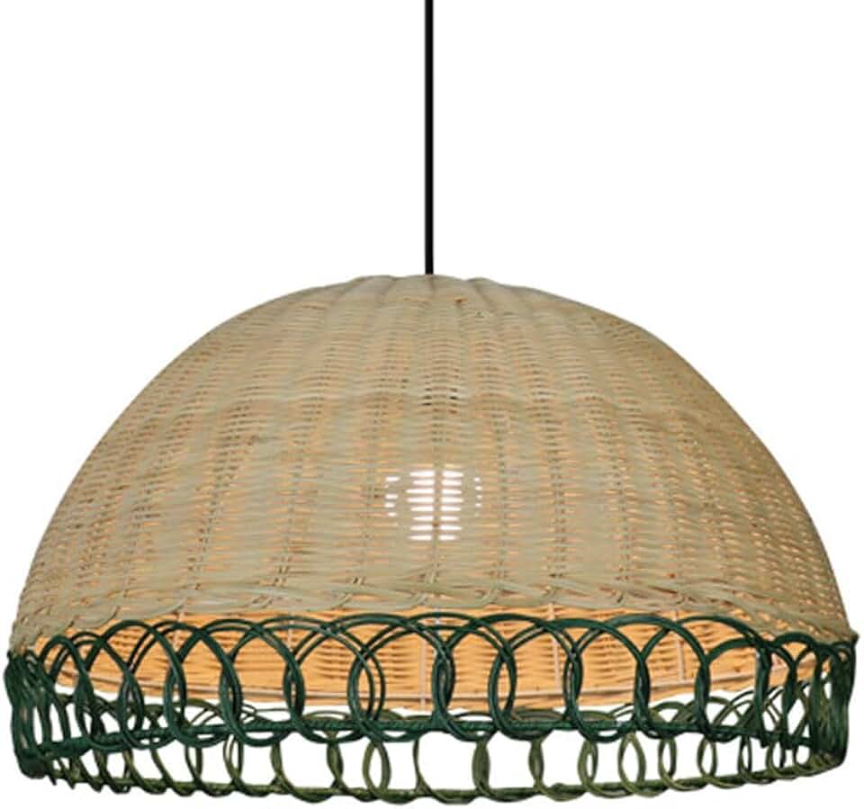 Rustic Style Lampshade Rattan Chandelier 1 Light Wicker Bamboo Basket Farmhouse Chandelier Home Entryway Lighting Hanging Ceiling Lights Suitable for Farmhouse, Living Room