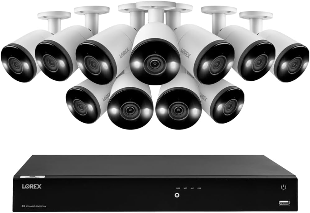Lorex 4K 16-Channel Fusion 4TB NVR System with 11 Active Deterrence Bullet Cameras