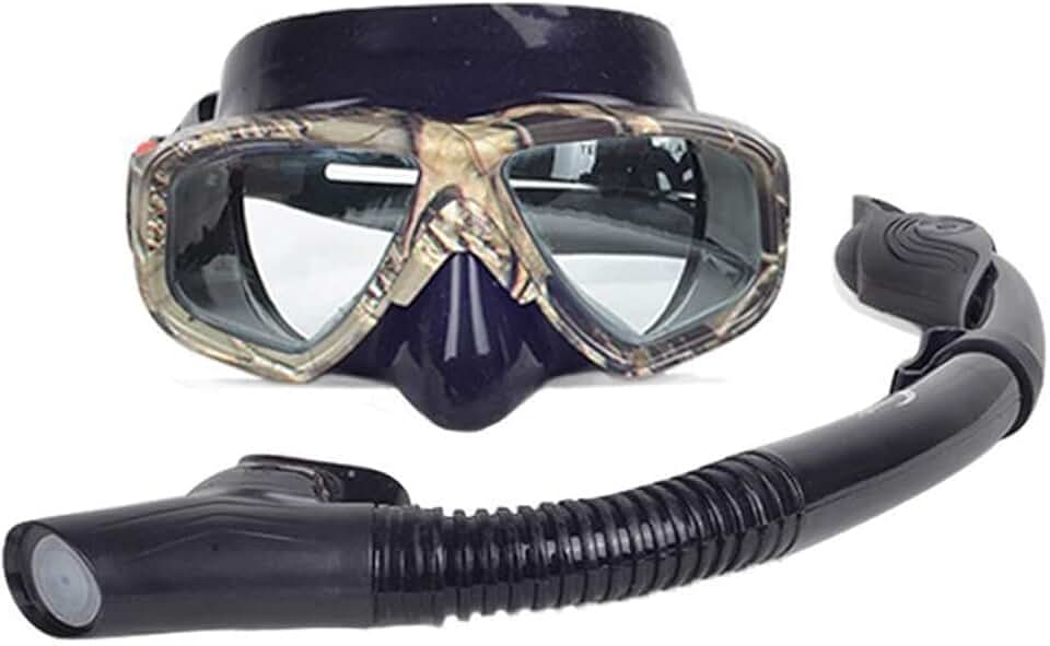 Diving Goggles Snorkel Mask, Easy Breathing Diving Masks, Dry Snorkel Set Anti-Fog Snorkeling Mask, Free Breathing, Tempered Glass Large Frame Mirror HD Field of View Good MaskAnti-Leak for A