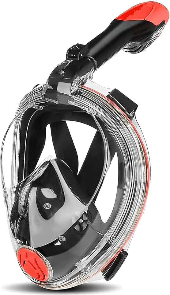 Snorkeling Suit 180° Panoramic Safe Breathing System Diving Mask with Adjustable Strips and Action Camera Mount Anti-Fog Anti-Leak Snorkeling Mask Set for Adult Snorkeling Gear for Adults